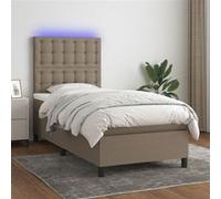 Vidaxl Sommier Tapissier Avec Matelas Et Led Taupe 100x200 Cm Tissu Gris