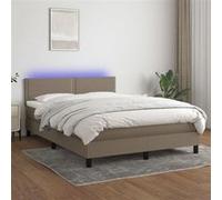 Vidaxl Sommier Tapissier Avec Matelas Et Led Taupe 140x200 Cm Tissu Multicolore