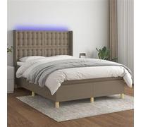 Vidaxl Sommier Tapissier Avec Matelas Et Led Taupe 140x200 Cm Tissu Multicolore