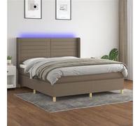 Vidaxl Sommier Tapissier Avec Matelas Et Led Taupe 180x200 Cm Tissu Multicolore