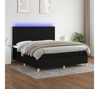 Sommier à Lattes de Lit et Matelas et LED Rembourré Gris Foncé 160x200 cm vidaXL