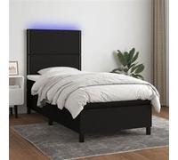 Vidaxl Sommier Tapissier Avec Matelas Et Led Noir 90x190 Cm Tissu Multicolore