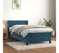 vidaXL Lit à sommier tapissier avec matelas Bleu foncé 100x200 cm