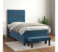 vidaXL Boxspring met matras fluweel donkerblauw 100x200 cm3138011 Bleu G