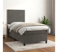 vidaXL Boxspring met matras fluweel donkergrijs 100x200 cm3142948 Gris G
