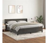 vidaXL Boxspring met matras fluweel donkergrijs 180x200 cm3131034 Gris G