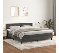 Sommier à Lattes de Lit et Matelas Rembourré Gris Foncé 180x200cm Velours vidaXL