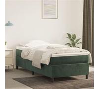 vidaXL Boxspring met matras fluweel donkergroen 100x200 cm3144666 Vert G