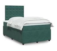 Vidaxl Sommier À Lattes De Lit Et Matelas Vert Foncé 120x200cm Velours Multicolore