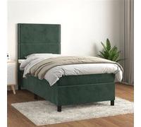 vidaXL Boxspring met matras fluweel donkergroen 90x190 cm3142938 Vert G