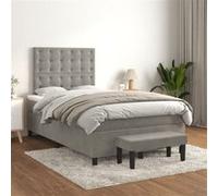 Vidaxl Lit À Sommier Tapissier Et Matelas Gris Clair 120x200cm Velours Gris