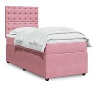 Vidaxl Sommier À Lattes De Lit Avec Matelas Rose 100x200 Cm Velours Rose