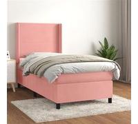 Sommier à Lattes de Lit avec Matelas, Lit Rembourré, Lit Simple, Lit Adulte de Chambre à Coucher Intérieur, Moderne, Rose 90x190 cm Velours