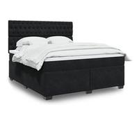 vidaXL Boxspring met matras fluweel zwart 180x200 cm3293286 Noir G
