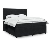 vidaXL Boxspring met matras fluweel zwart 200x200 cm3294732 Noir G