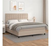 Vidaxl Lit À Sommier Tapissier Avec Matelas Cappuccino 160x200 Cm
