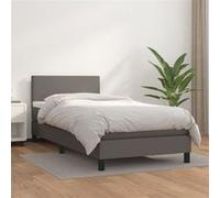 Vidaxl Lit À Sommier Tapissier Avec Matelas Gris 100x200 Cm Similicuir Gris