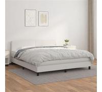 3141012 vidaXL Lit à sommier tapissier avec matelas Blanc 160x200cm Similicuir