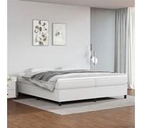 vidaXL Lit à sommier tapissier avec matelas Blanc 200x200cm Similicuir
