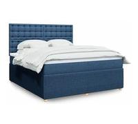Vidaxl Sommier À Lattes De Lit Avec Matelas Bleu 180x200 Cm Tissu Bleu