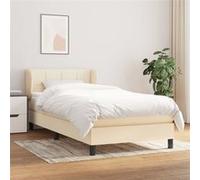 Sommier à Lattes de Lit avec Matelas, Lit Rembourré, Lit Simple, Lit Adulte de Chambre à Coucher Intérieur, Moderne, Crème 100x200 cm Tissu