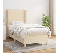 vidaXL Boxspring met matras stof crÃmekleurig 100x200 cm3131814 Blanc G