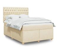 vidaXL Boxspring met matras stof crÃmekleurig 140x190 cm3293587 Blanc G