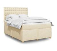 vidaXL Boxspring met matras stof crÃmekleurig 140x190 cm3293594 Blanc G