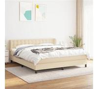 vidaXL Boxspring met matras stof crÃmekleurig 160x200 cm3126578 Blanc G