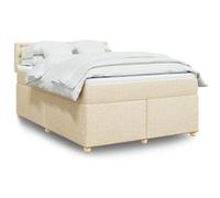 vidaXL Boxspring met matras stof crÃmekleurig 160x200 cm3289050 Blanc G