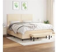 vidaXL Boxspring met matras stof crÃmekleurig 180x200 cm3136538 Blanc G