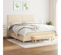 vidaXL Boxspring met matras stof crÃmekleurig 180x200 cm3137098 Blanc G