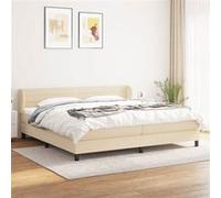 Boxspring met matras stof crÃmekleurig 200x200 cm3126354