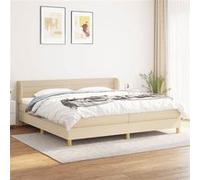 vidaXL Boxspring met matras stof crÃmekleurig 200x200 cm3126914 Blanc G