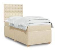 vidaXL Boxspring met matras stof crÃmekleurig 80x200 cm3291126 Blanc G