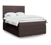 vidaXL Boxspring met matras stof donkerbruin 140x190 cm3292054 Marron G