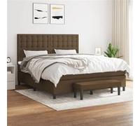 vidaXL Boxspring met matras stof donkerbruin 160x200 cm3136928 Marron G