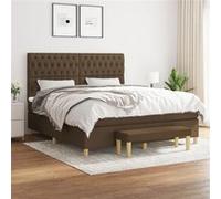 vidaXL Boxspring met matras stof donkerbruin 180x200 cm3137416 Marron G