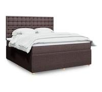 vidaXL Boxspring met matras stof donkerbruin 180x200 cm3292152 Marron G