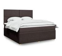 vidaXL Boxspring met matras stof donkerbruin 180x200 cm3294431 Marron G