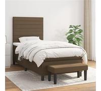 vidaXL Boxspring met matras stof donkerbruin 90x190 cm3136640 Marron G
