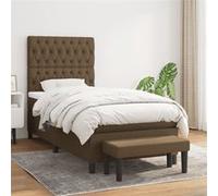 vidaXL Boxspring met matras stof donkerbruin 90x200 cm3136808 Marron G