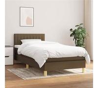 vidaXL Boxspring met matras stof donkerbruin 90x200 cm3140748 Marron G