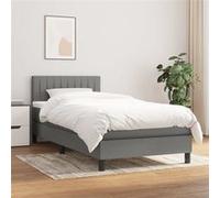 vidaXL Lit à sommier tapissier avec matelas Gris foncé 100x200cm Tissu