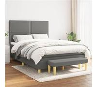 Sommier à Lattes de Lit avec Matelas, Lit Rembourré, Lit Double, Lit Adulte de Chambre à Coucher Intérieur, Moderne, Gris Foncé 140x190cm Tissu