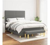 vidaXL Boxspring met matras stof donkergrijs 140x190 cm3137230 Gris G