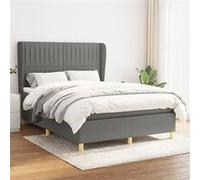 vidaXL Boxspring met matras stof donkergrijs 140x200 cm3128686 Gris G