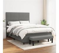 Sommier à Lattes de Lit avec Matelas, Lit Rembourré, Lit Double, Lit Adulte de Chambre à Coucher Intérieur, Moderne, Gris Foncé 140x200cm Tissu