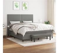 Lit À Sommier Tapissier Avec Matelas Gris Foncé 160x200cm Tissu