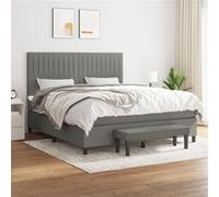Sommier à Lattes de Lit avec Matelas, Lit Rembourré, Lit Double, Lit Adulte de Chambre à Coucher Intérieur, Moderne, Gris Foncé 180x200cm Tissu